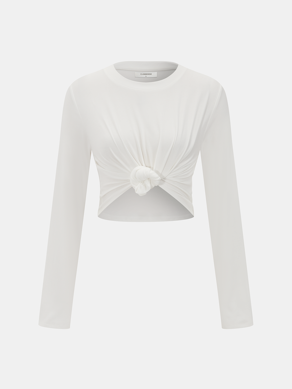 Cotton-Blend Knot-Front Cropped Top