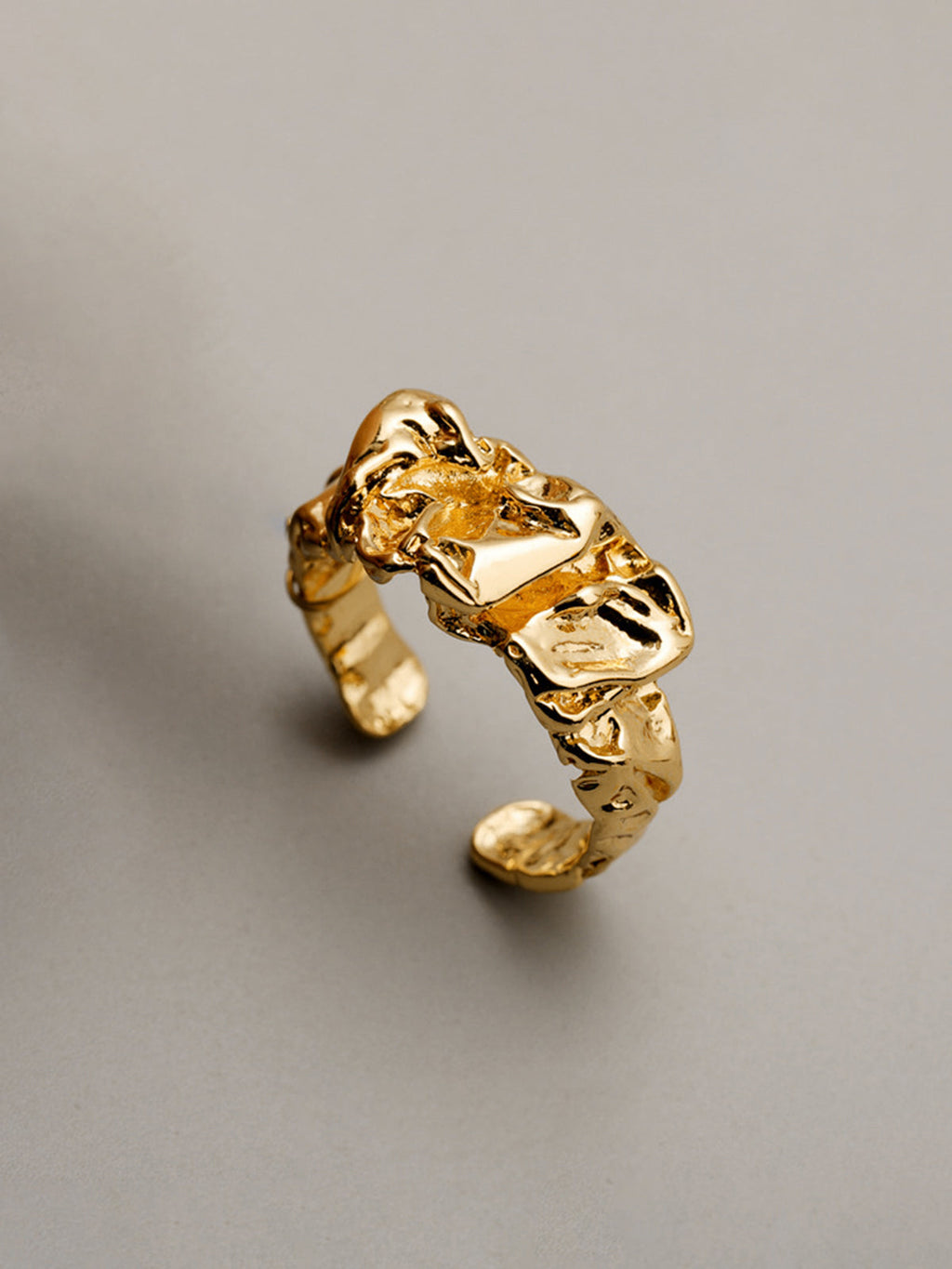 Irregular Textured Open Cuff Ring