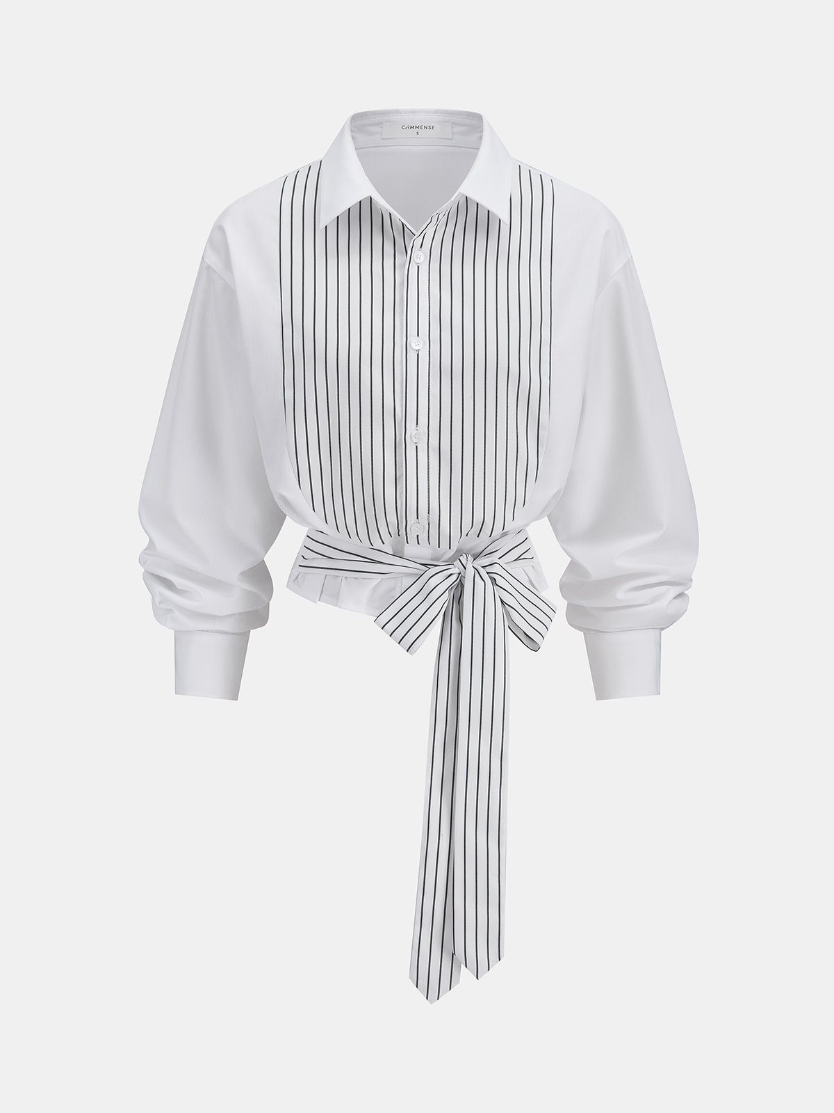 Striped Tie-Waist Cropped Shirt