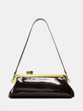 Kiss-Lock Closure Crocodile-Embossed Bag