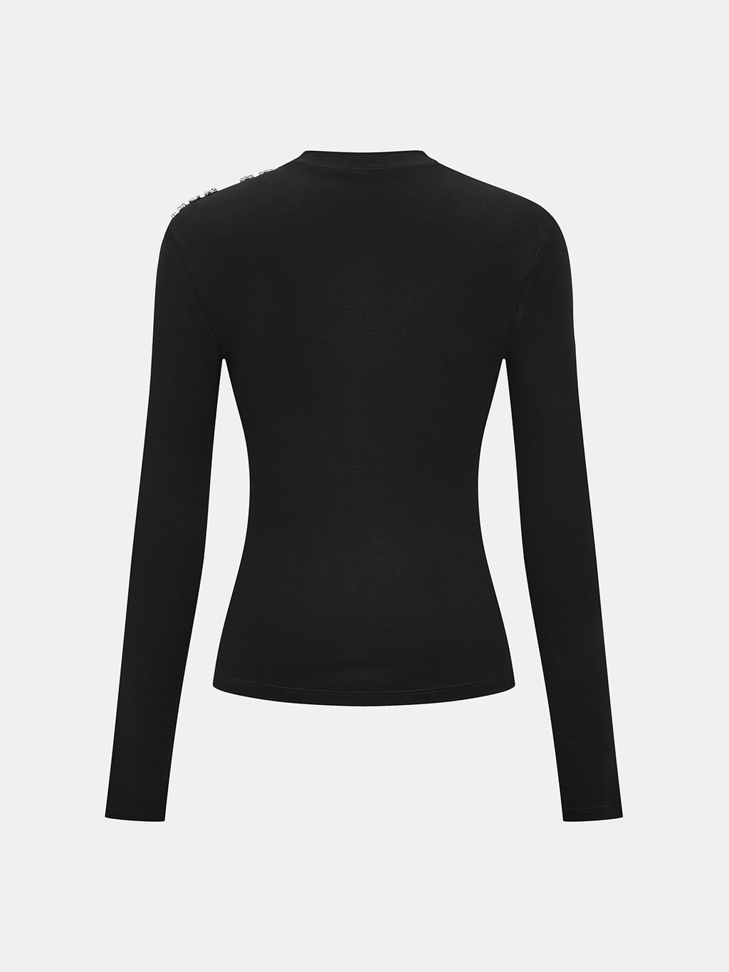 Crystal Detail Cold Shoulder Long-Sleeve Top