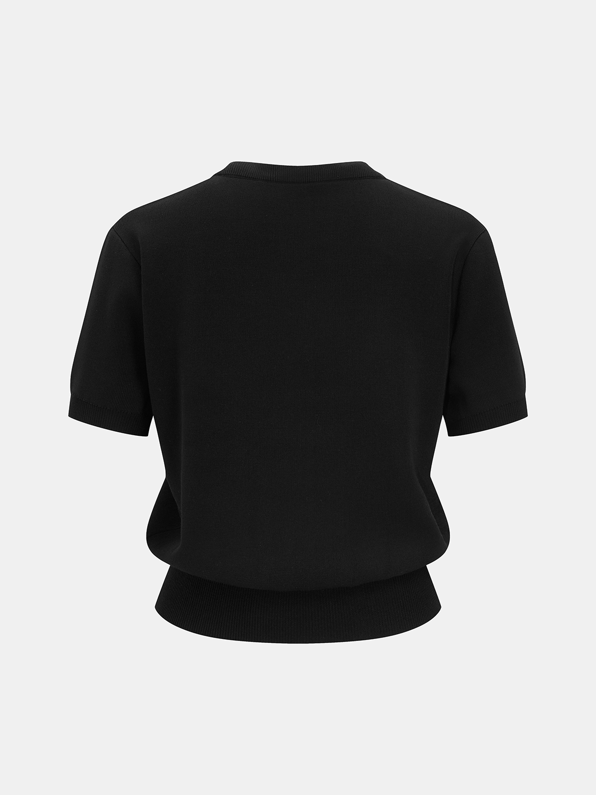 Decorative Button Bow Short-Sleeve Sweater