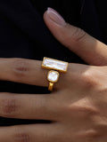 Gold-Tone Double-Stone Ring