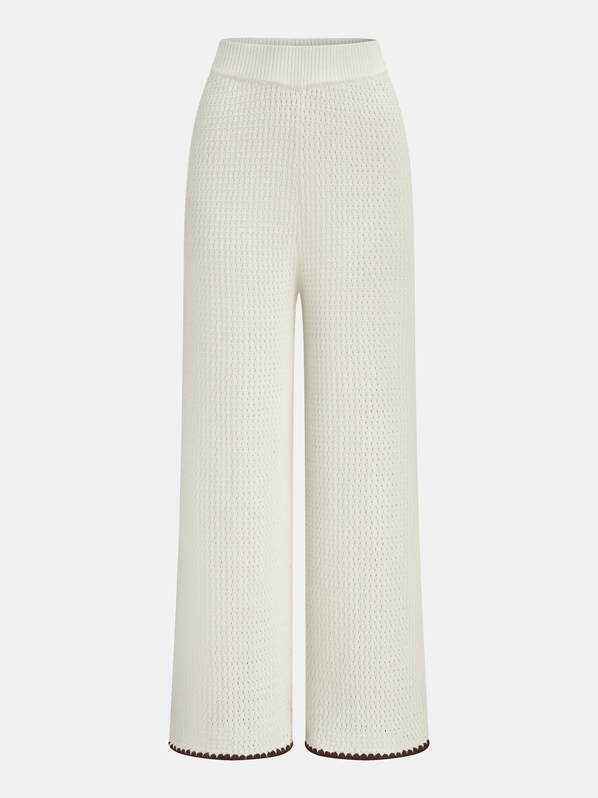 Contrast Trim Knit Vest & Wide-Leg Pants Set