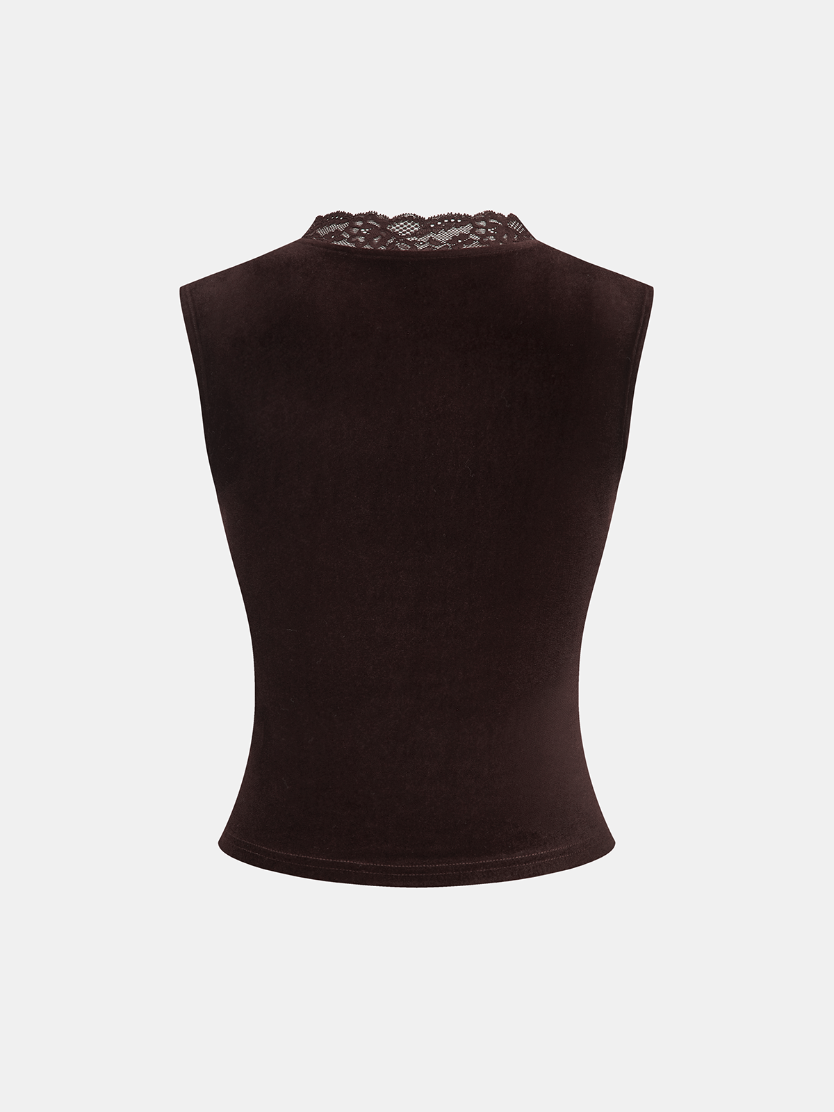 Lace V-Neck Velvet Sleeveless Top