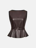 Belted Faux Leather Top