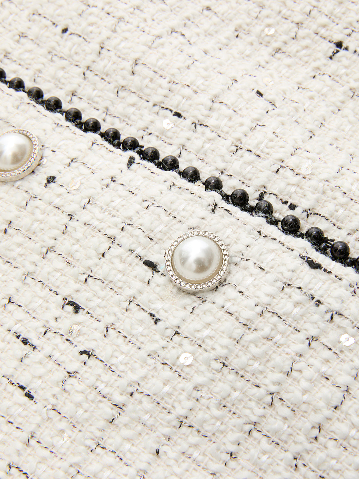 Contrast Trim Pearl Button Tweed Sleeveless Vest