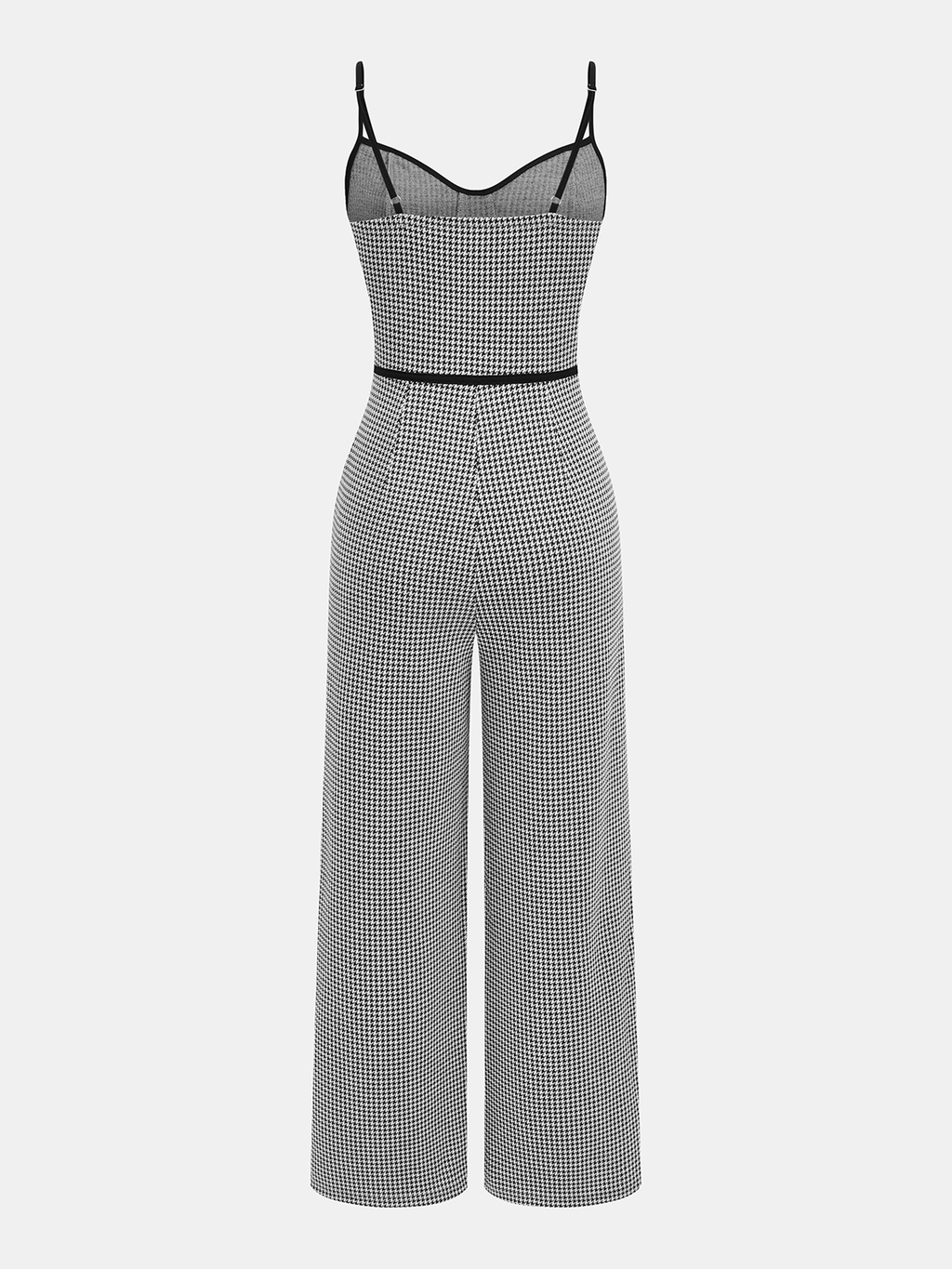 Contrast Trim Houndstooth Cami Jumpsuit
