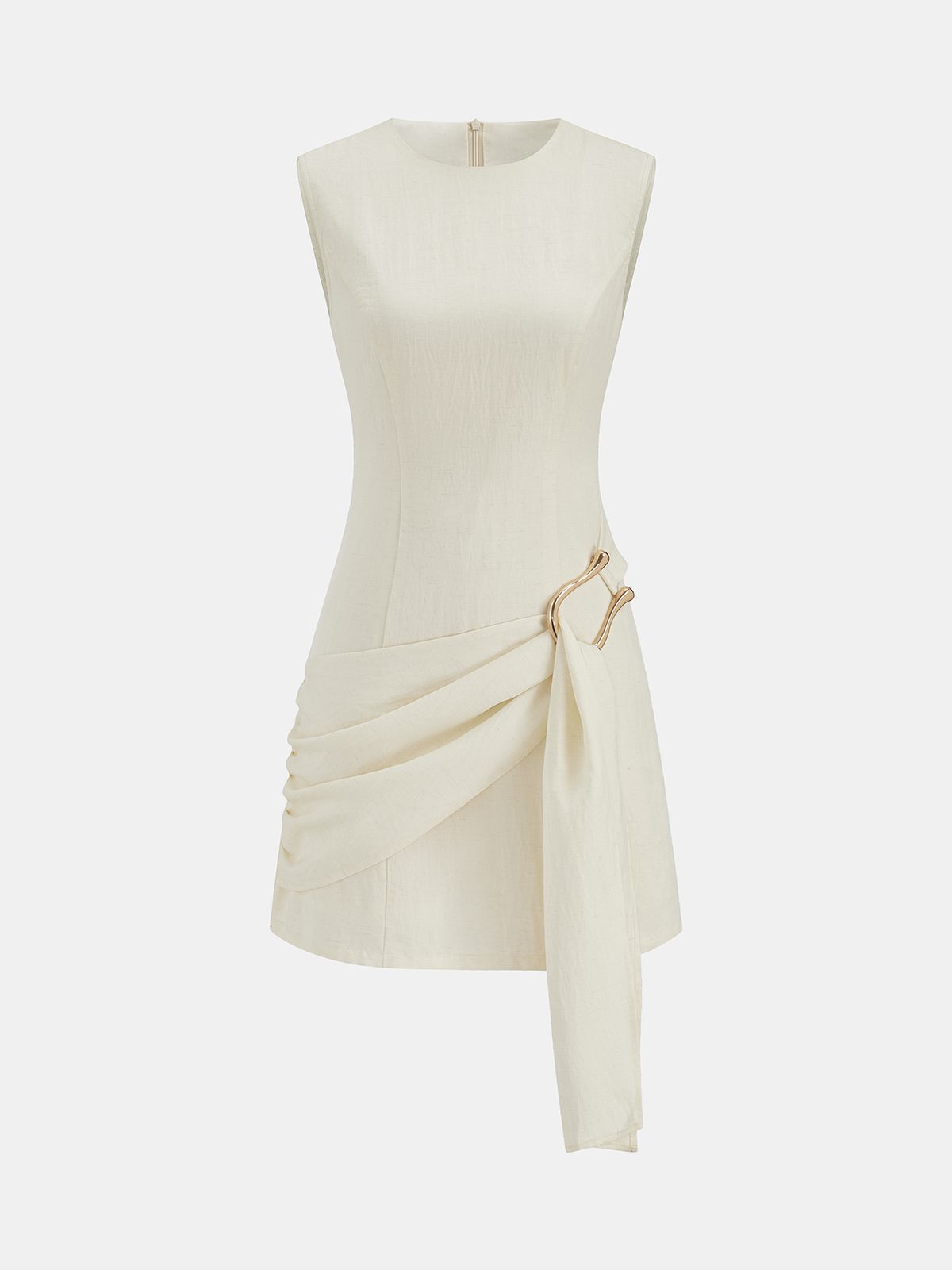 Updated | Tencel Blend Asymmetric Buckle Ruched Mini Dress