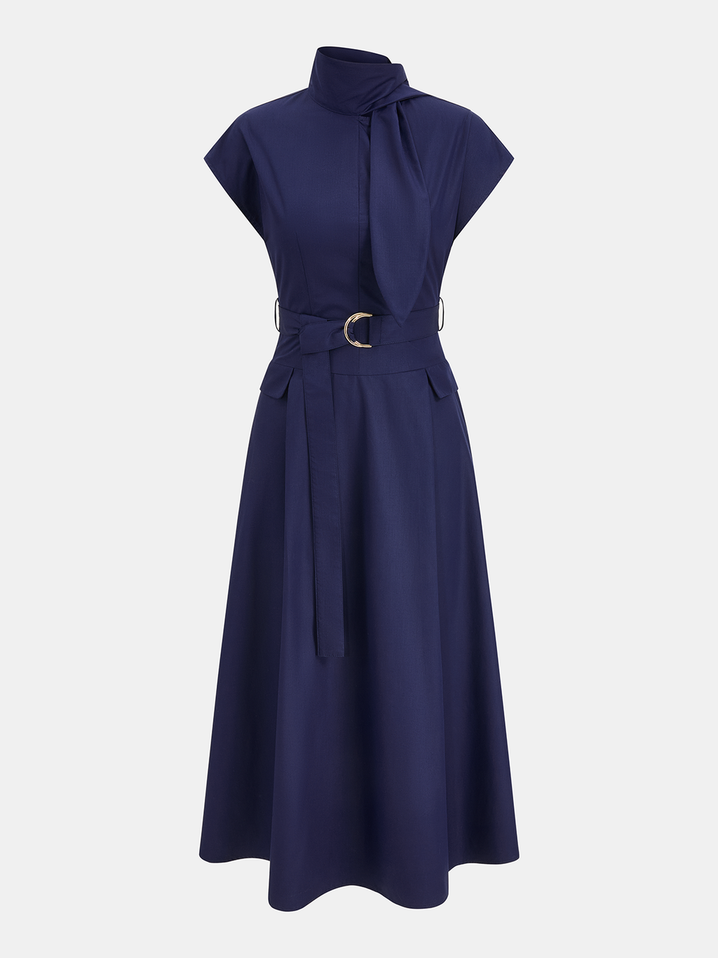 Tie-Neck Belted Sleeveless Maxi Dress
