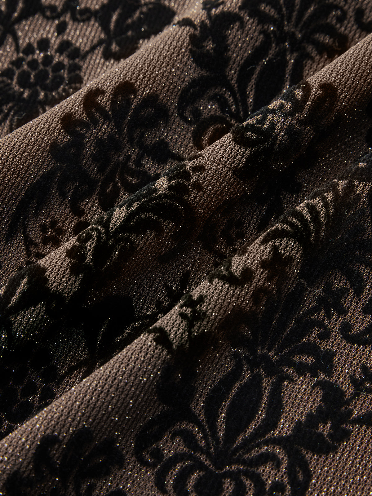 Damask Print Mock Neck T-Shirt