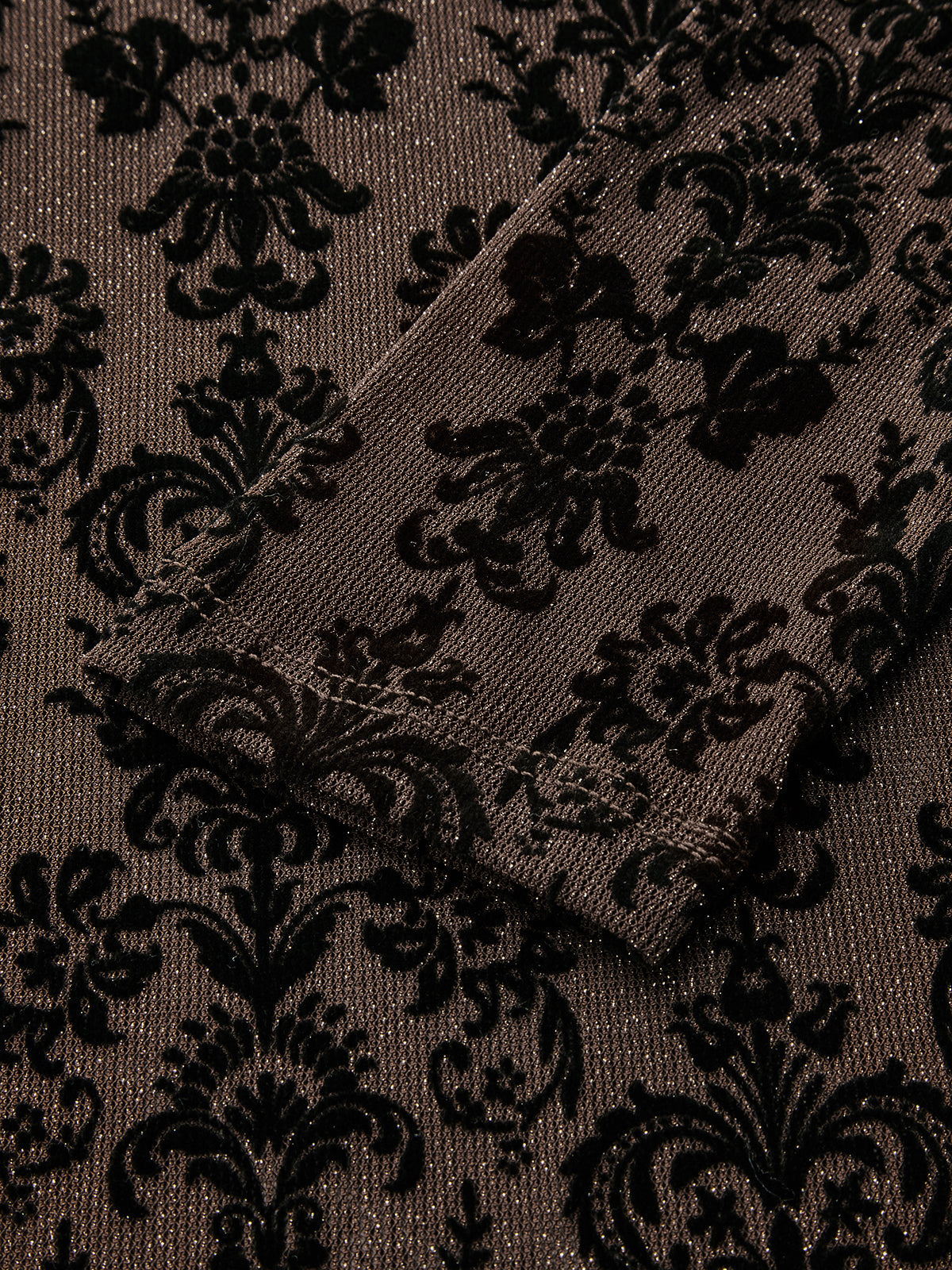 Damask Print Mock Neck T-Shirt
