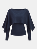 Long Sleeve Top & Capelet Knit Two-Piece Set