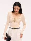 Metal Detail Cut-Out Long-Sleeve Bodysuit