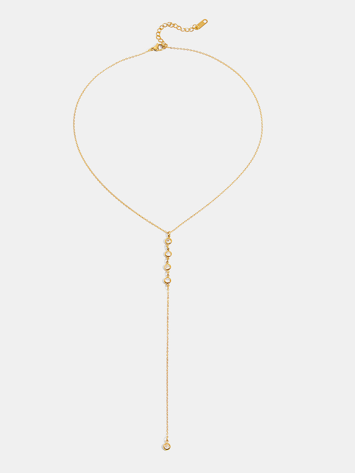 Y-Shape Zircon Droplet Lariat Necklace