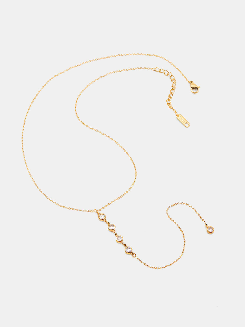 Y-Shape Zircon Droplet Lariat Necklace