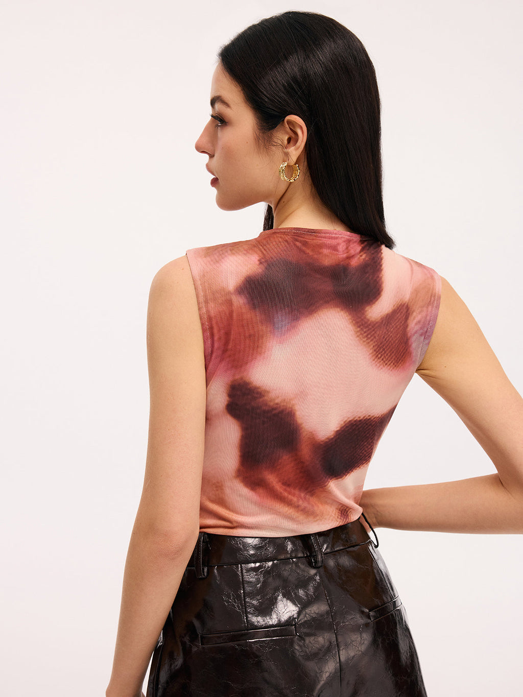 Tie-Dye Sleeveless Ruched Bodysuit