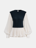 Color-Blocked Peplum Blouse