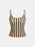 Bead Strap Striped Cami Top