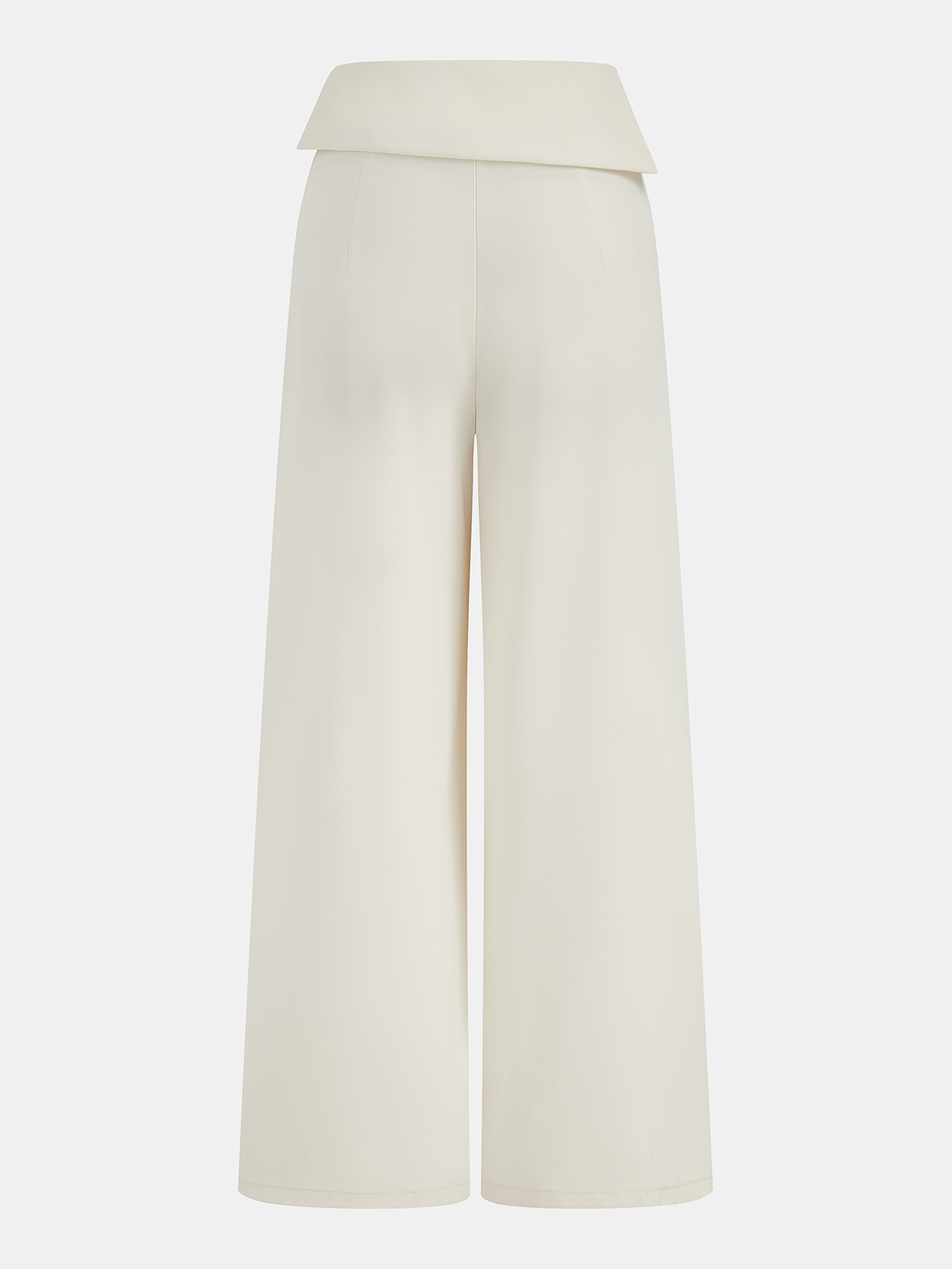 Foldover Waistband High-Waisted Wide-Leg Pants