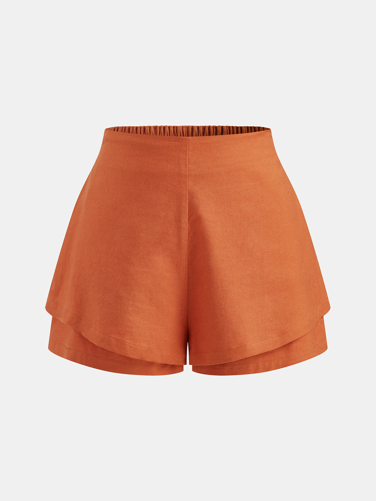 Linen Blend Shirt & Layered Hem Shorts Set