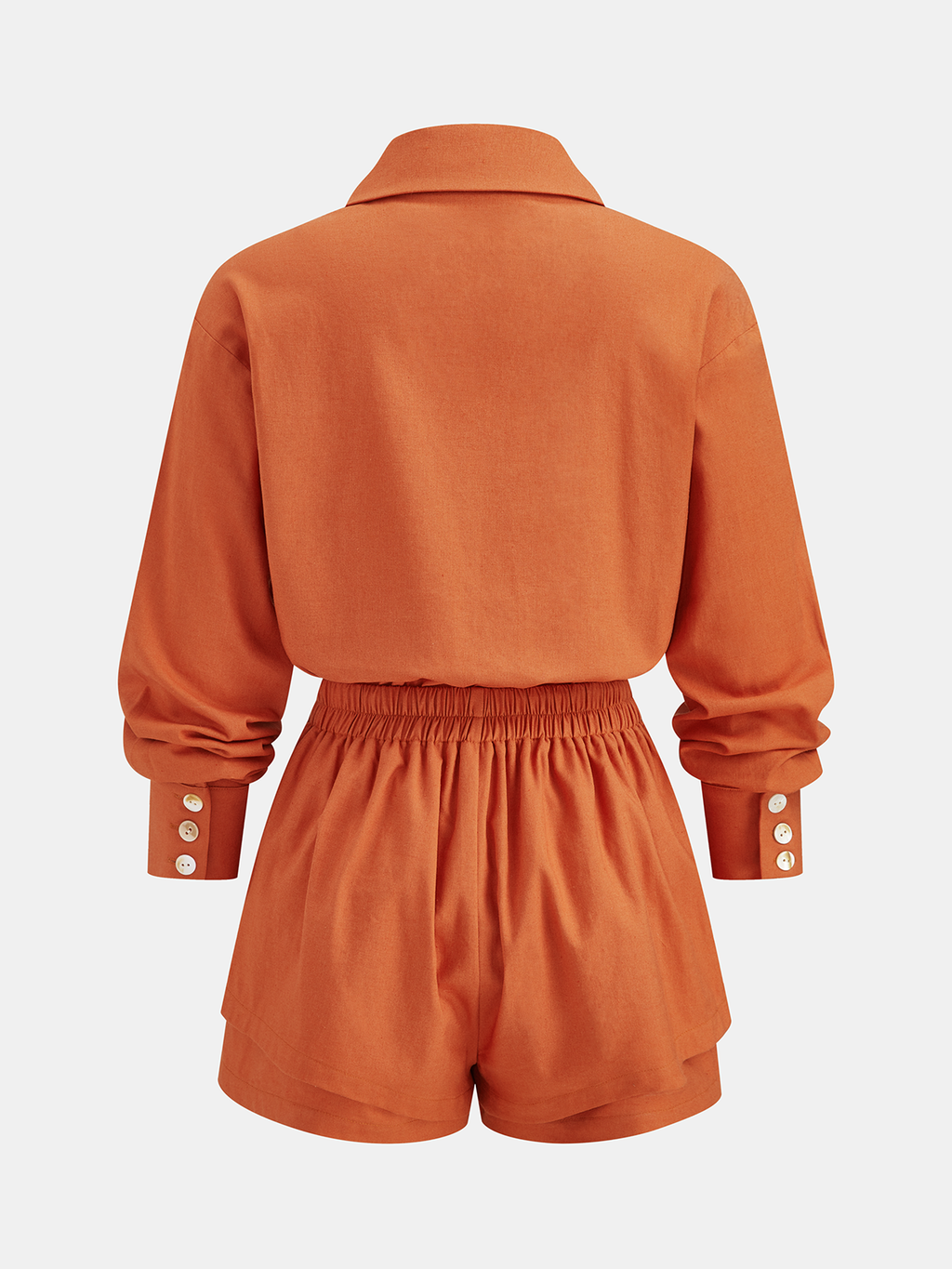 Linen Blend Shirt & Layered Hem Shorts Set