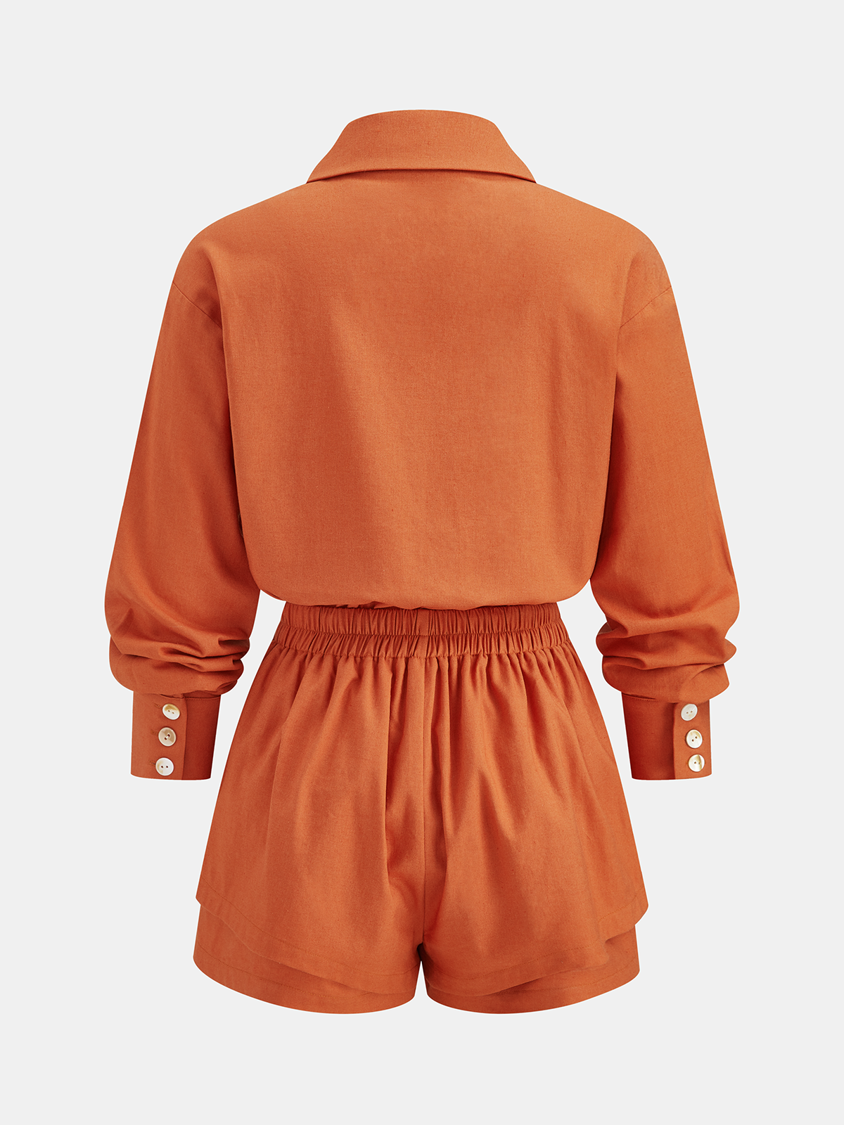Linen Blend Shirt & Layered Hem Shorts Set