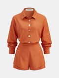 Linen Blend Shirt & Layered Hem Shorts Set