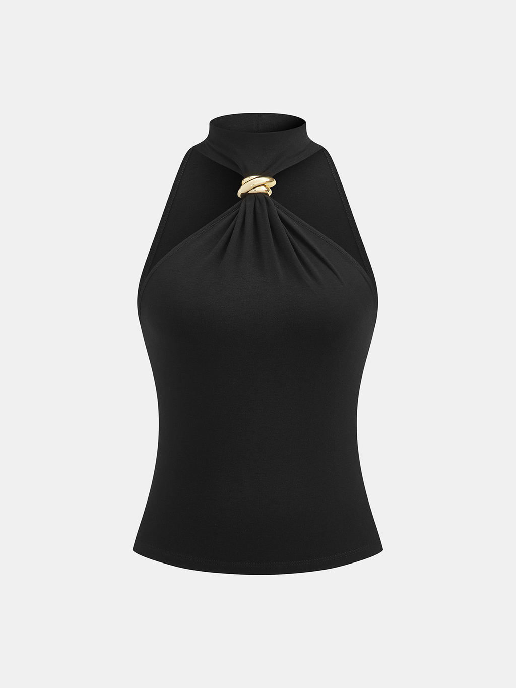Metal Detail Halter Neck Fitted Top