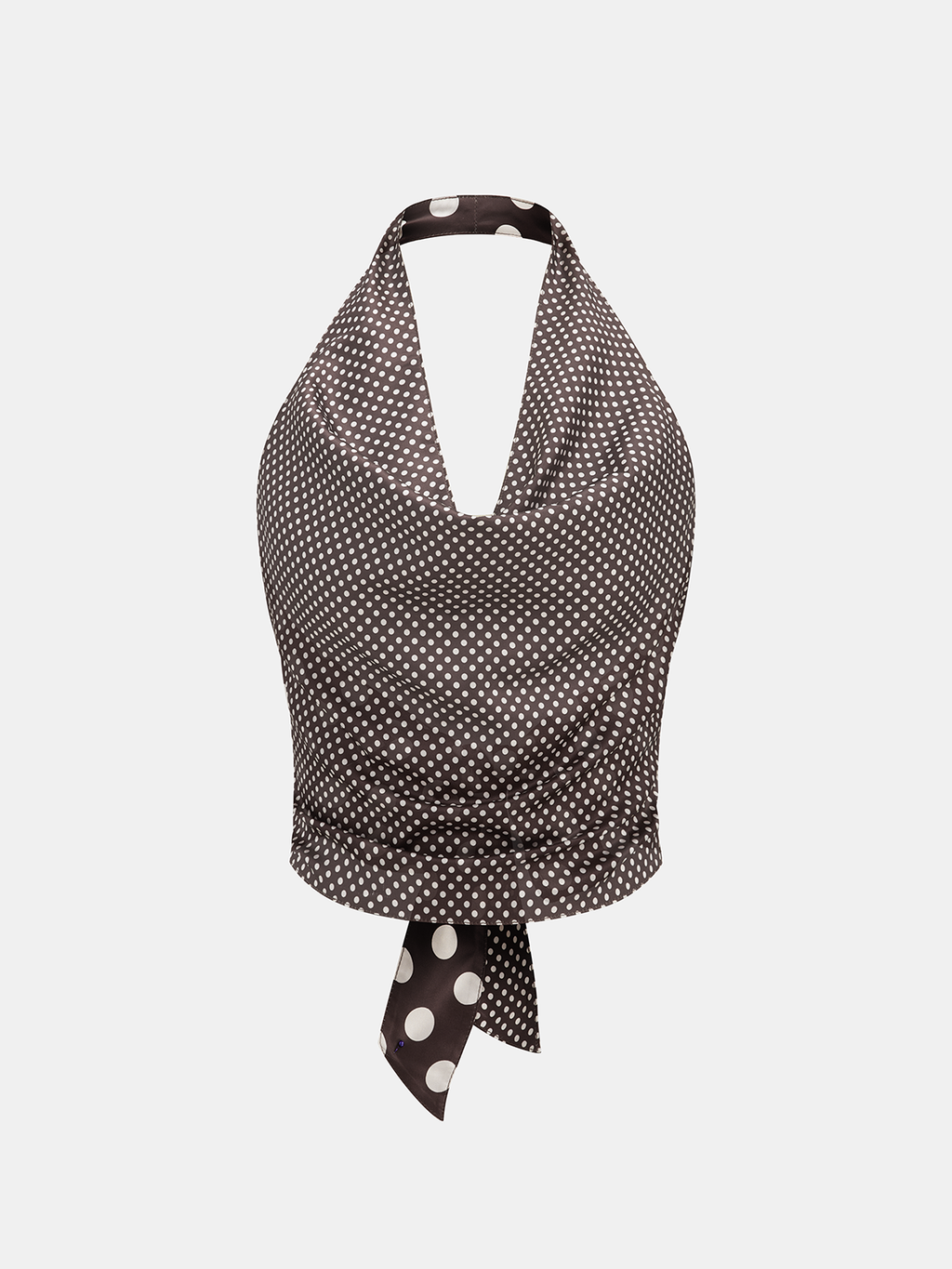 Polka Dot Backless Halter Satin Top