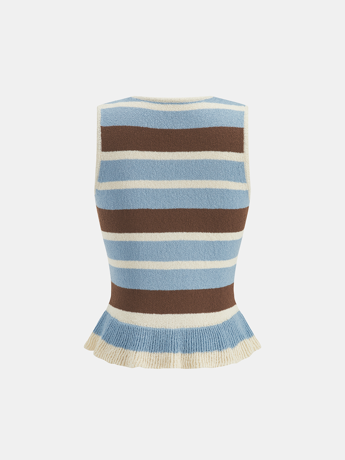 Striped Ruffle Hem Sleeveless Knit Top