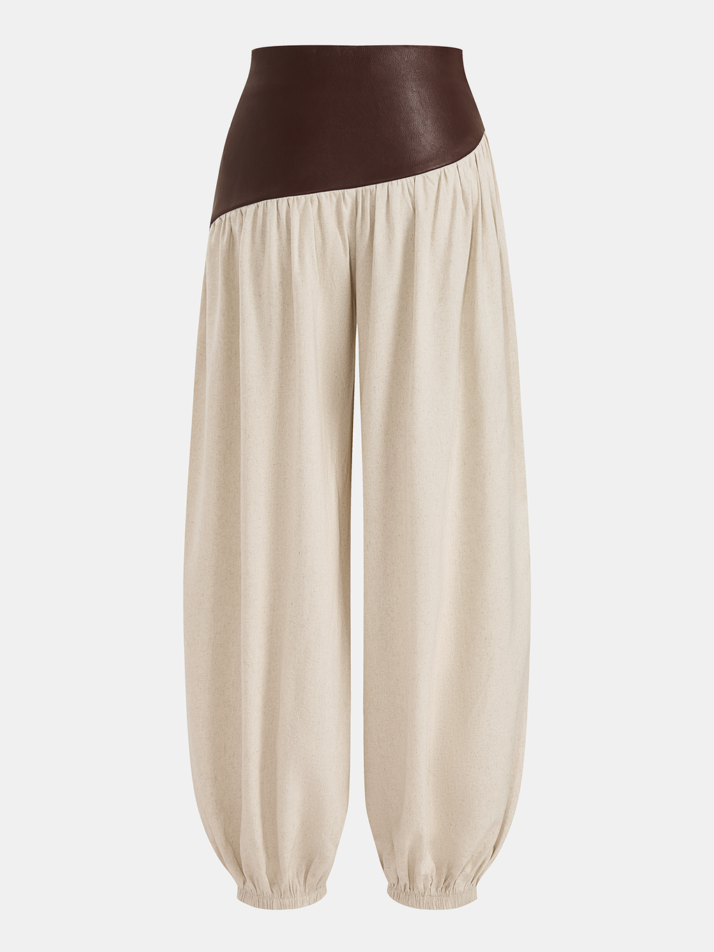 High Waist Faux Leather Panel Balloon Pants