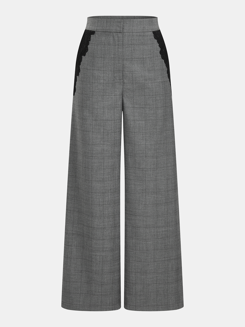 Plaid Lace Trim Strapless Top & Pants Set
