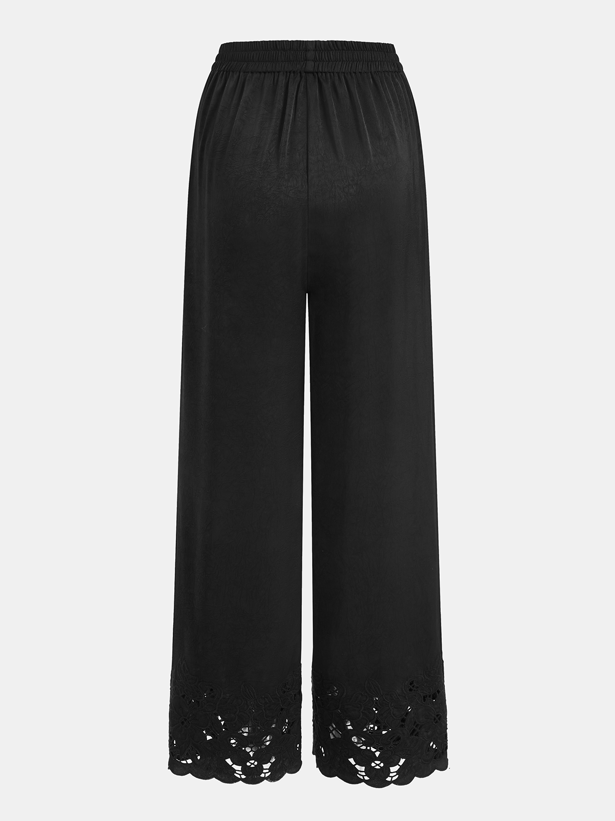 Elastic Waist Lace Hem Wide Leg Pants