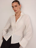 Button Front V-Neck Shirt