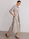 Belted Striped Shirt Dress
