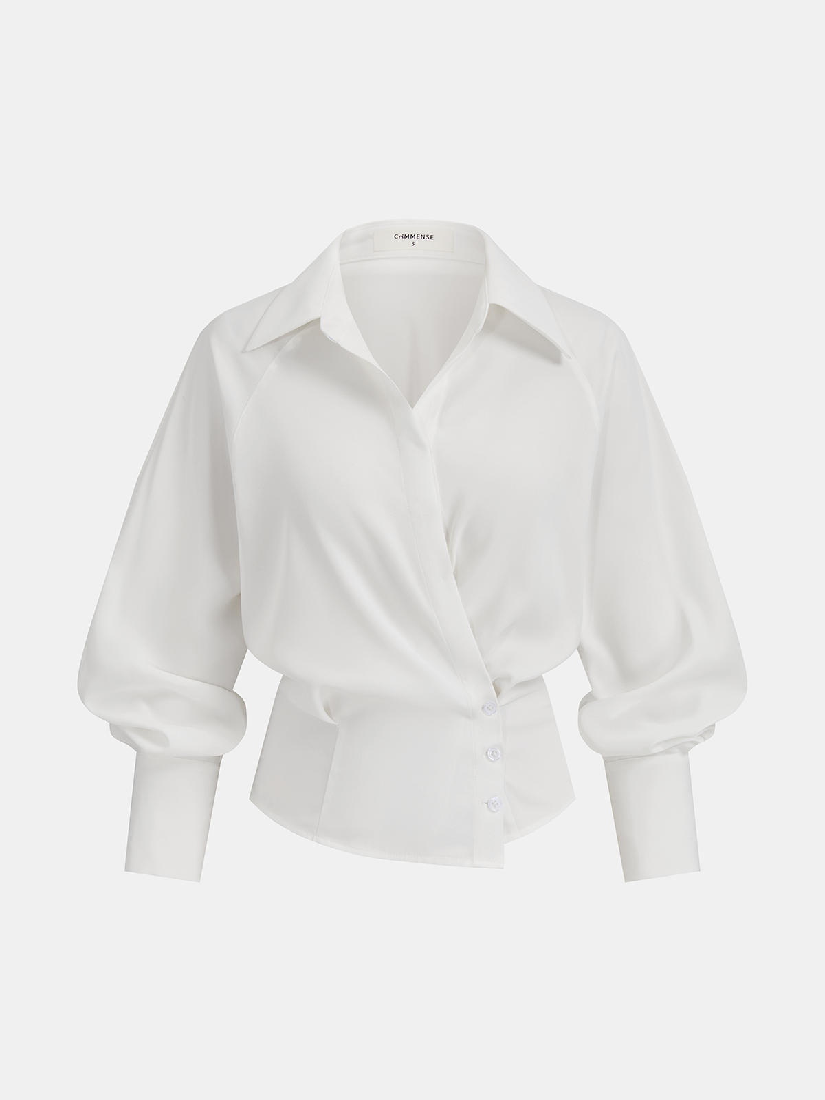 Bloused Waist Wrap-Front Blouse