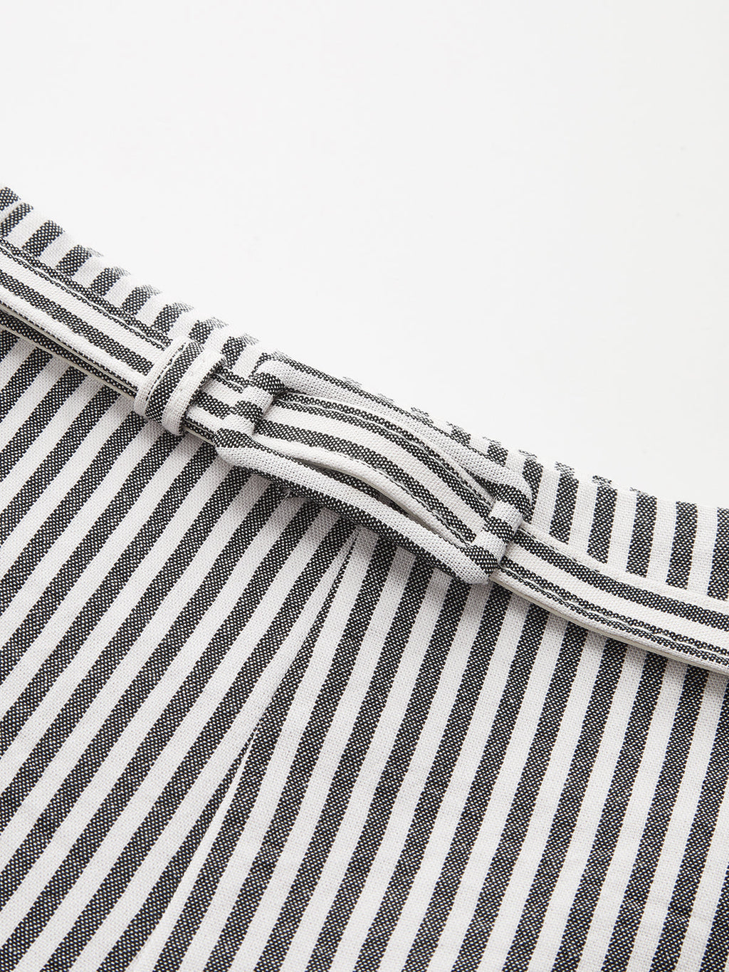 Belted Striped Wide-Leg Pants