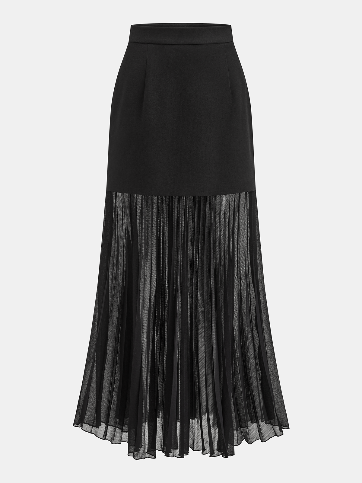 Halter Blazer Vest & Sheer Pleated Maxi Skirt