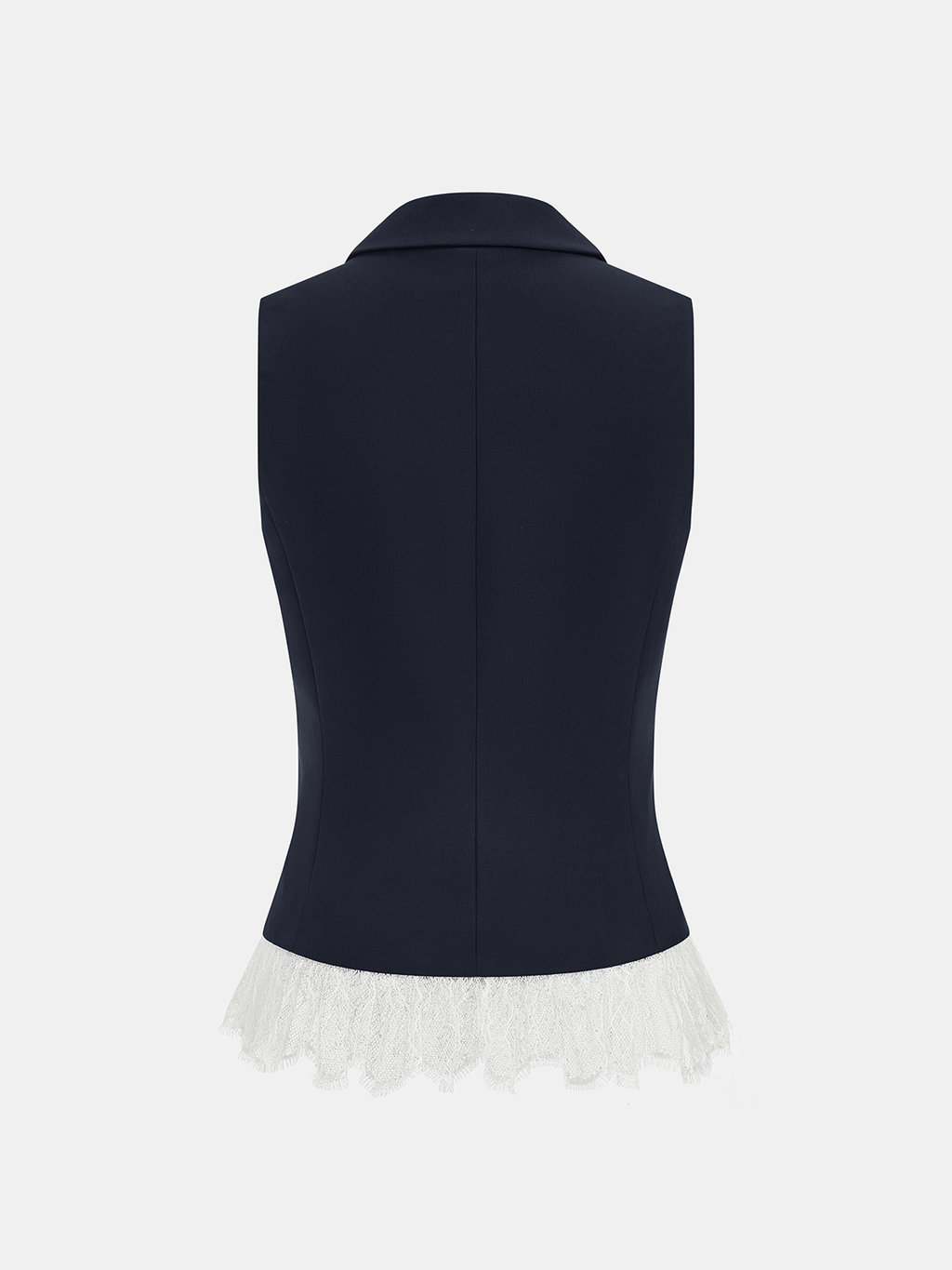 Lace Trim Blazer Vest & Shorts Set