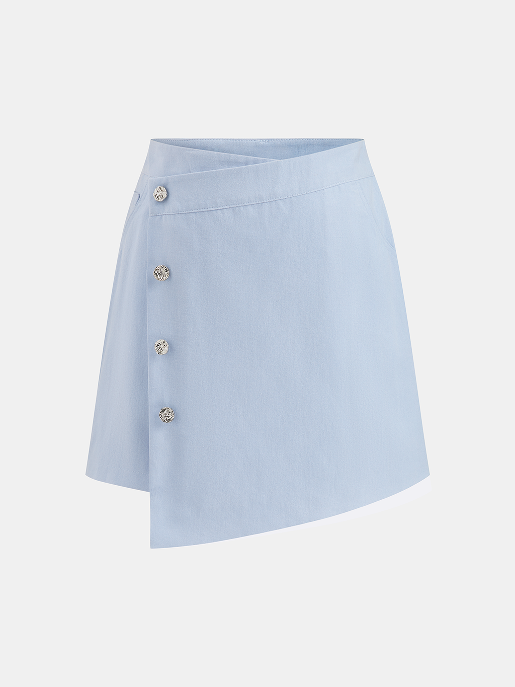 Cotton Knot-Front Shirt & Asymmetrical Skirt Set