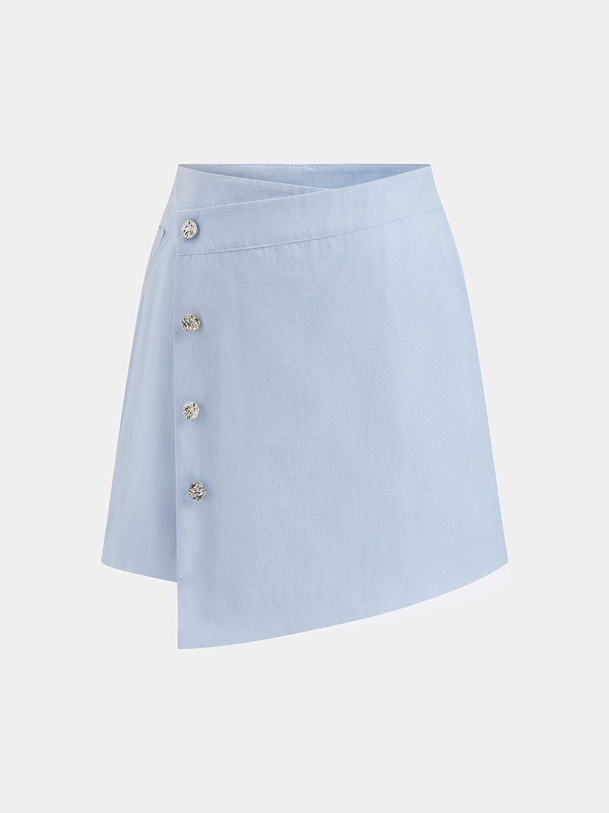 Cotton Knot-Front Shirt & Asymmetrical Skirt Set