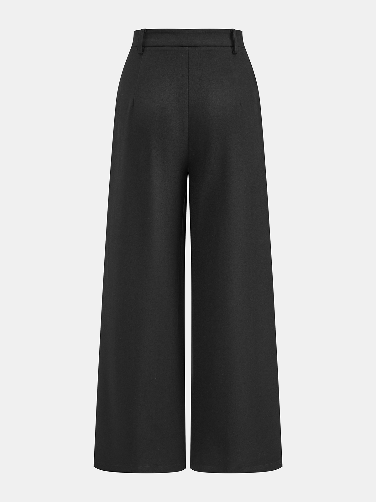 High Waisted Buckle Detail Wide Leg Pants