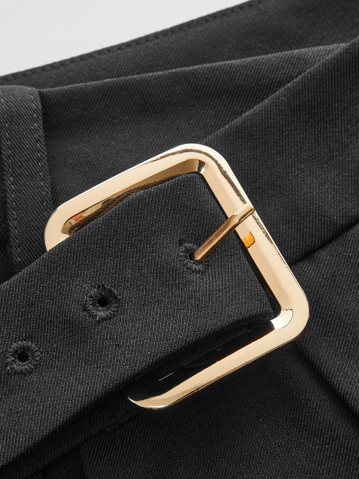 High Waisted Buckle Detail Wide Leg Pants