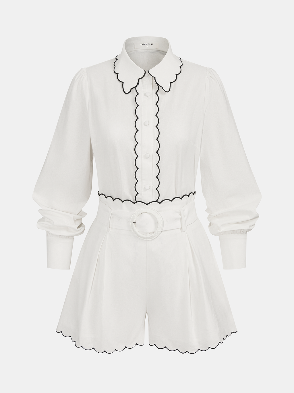 Cotton Scallop Trim Shirt & Shorts Set