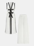 Bow Tie Longline Vest Coat & Pants Set