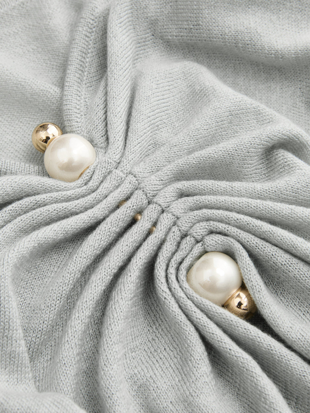 Wool Blend Off Shoulder Pearl Knit Top