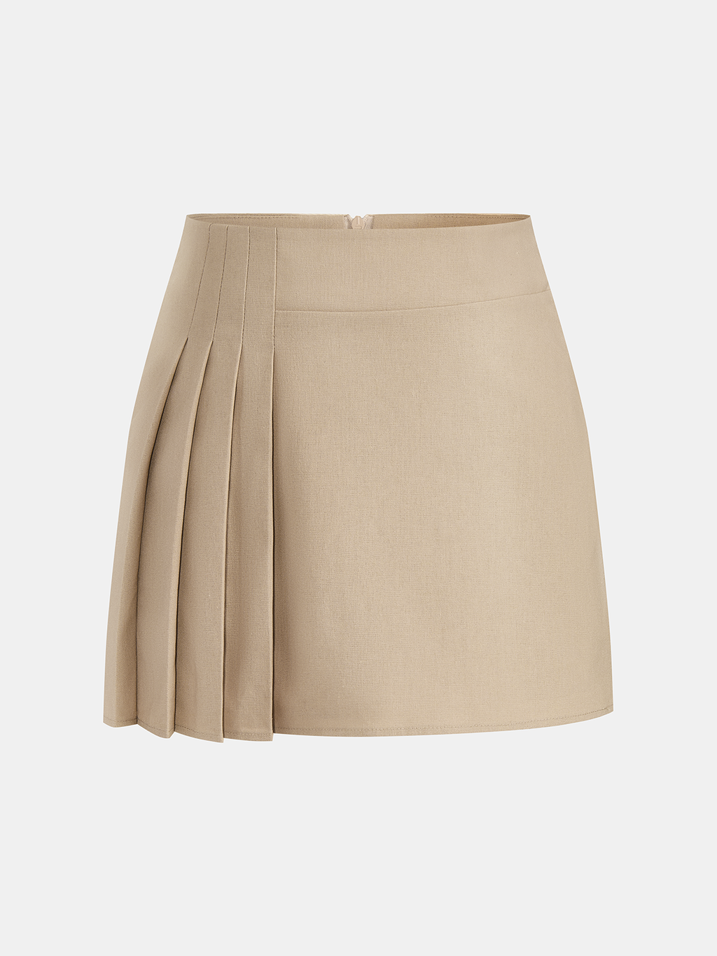 Linen Blend Vest & Pleated Mini Skirt Set
