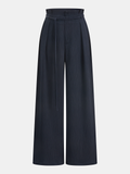 Satin Paperbag Waist Wide Leg Pants