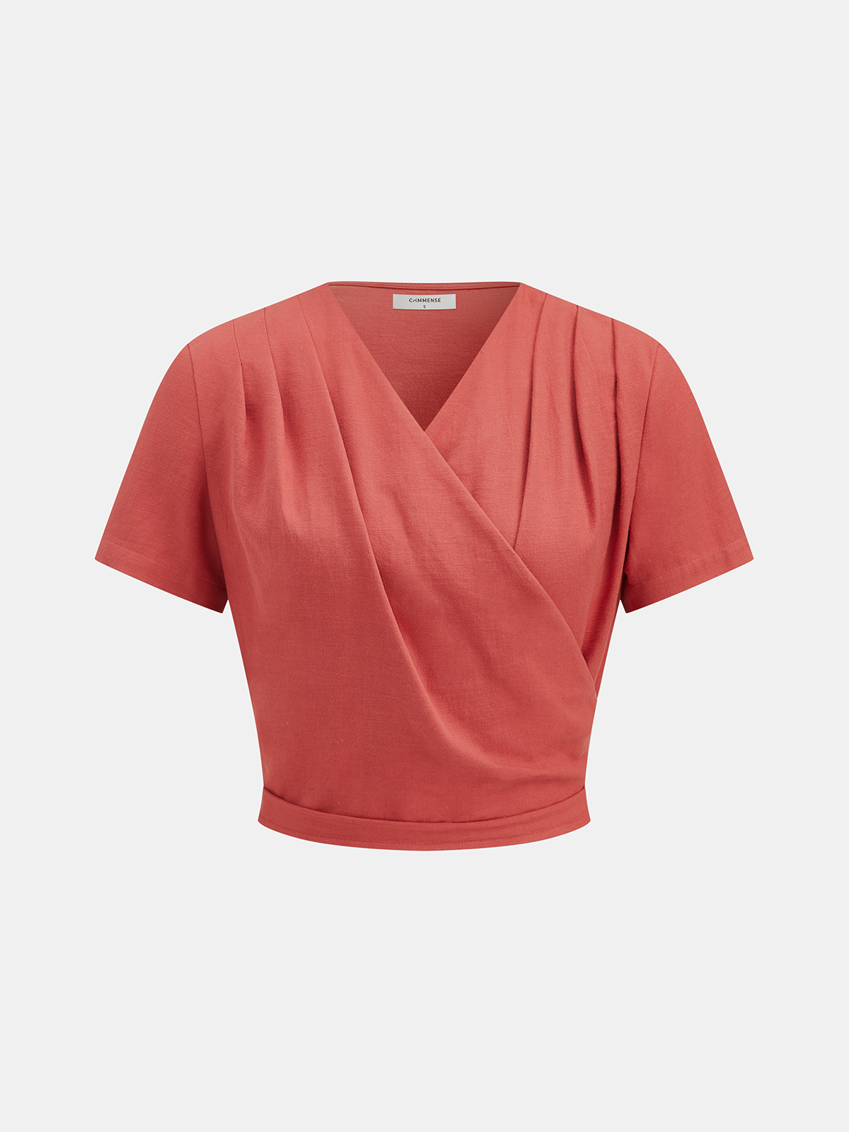 Wrap V-Neck Short Sleeve Blouse